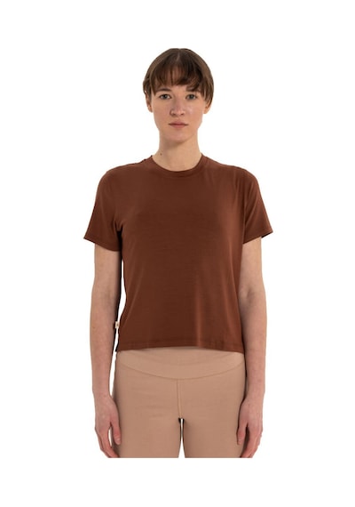 Inguz Modal Bisiklet Yaka Basic Yoga T-shirt Kahverengi