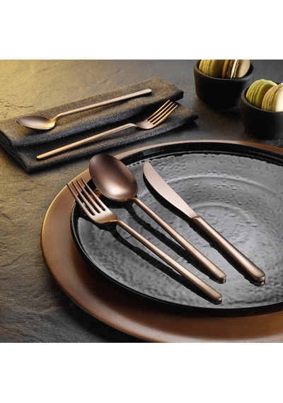 Arsel Lotus Titanyum Mat Rose Gold Yemek Bıçağı Mat Bakır Renk 304 Kalite 4mm Kalınlık 6'lı Gümüş