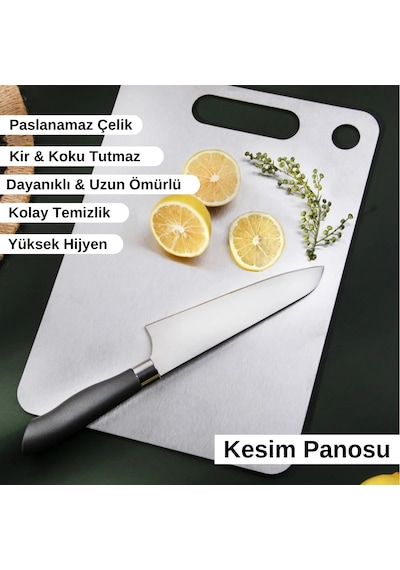 Yüksek Kaliteli Dayanıklı Kaymaz Estetik Tasarımlı Yüzey Paslanmaz Çelik Sebze Meyve Et Kesim Panosu Diğer
