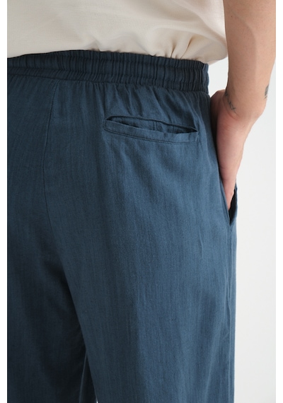 Redline Luxe Erkek Baggy Keten Karışımı Rahat Pantolon Bol Paça Yeni Sezon Lacivert