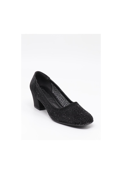 Nesilshoes Nesil Shoes Özma 970 Siyah Topuklu Taşlı Kadın Ayakkabı