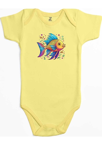 Zepplin Giyim Colorful Fish Pembe Bebek Body Zıbın
