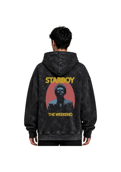 Sevbano Starboy The Weeknd Rapper Şarkıcı Baskılı Unisex Oversize Premium Siyah