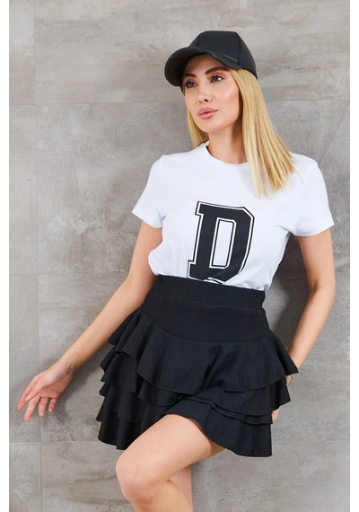 Bigümex D Baskılı T-shirt Beyaz