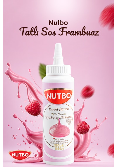 Nutbo Frambuaz Aromalı Tatlı Sos 330 Gr Waffle Krep Pankek Churros Dondurma İçin Özel