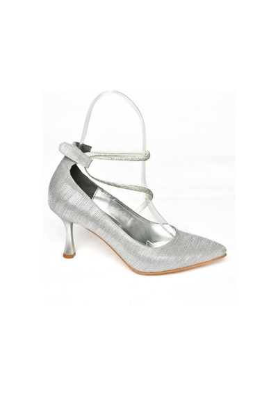 Fox Shoes S246069714 Gümüş Simli İnce Topuklu Kadın Ayakkabı Gümüş