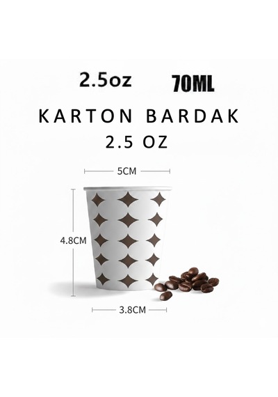 2.5 Oz 70-75 Ml Karton Bardak, 100 Adet , Tadım Bardağı, Kahve, Espresso Bardağı, Zemzem Bardağı 100