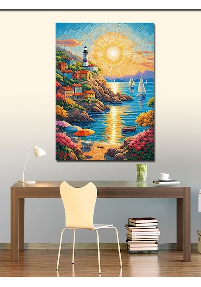 Kanvas Tablo Renkli Sahil Kasabası 50cmx70cm