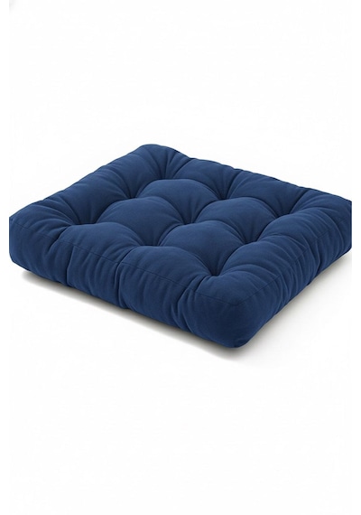 Rual Kadife Döşemelik Kumaştan Yer Pufu Sandalye Minderi Yer Minderi 60x60 Cm Lacivert