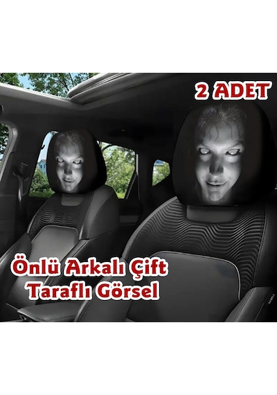 Korkunç Kız Çift Taraflı Dekoratif Oto Başlık Kılıfı/Maske 2'li