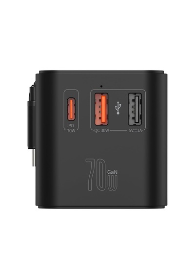 Lexroo Priz Dönüştürücü 70w Gan Hızlı Şarj 200+ Ülke Dahili Usb-c Kablo Usb-c 2x Usb-a X6411