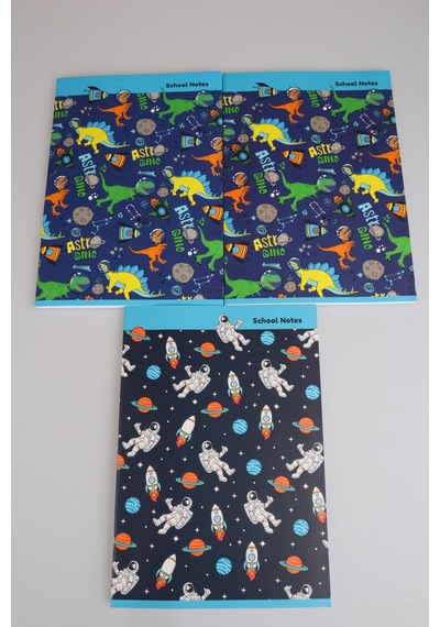 3 Adet A4 Defter Seti Astro Dino Explorer Collection 2 Adet Çizgili Defter Ve 1 Adet Kareli Defter 80 Yaprak Altın