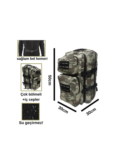 Mygeppetobag Su Geçirmez Çok Gözlü Kampçı-seyahat-dağcı-outdoor - Askeri Kamuflaj