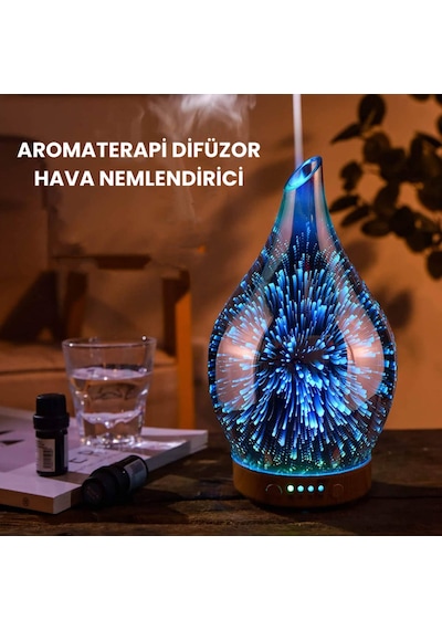 7 Renk Led Işıklı Aromaterapi Difüzörü Otomatik Kapanmalı Zaman Ayarlı Koku Verici Gece Lambası Pembe