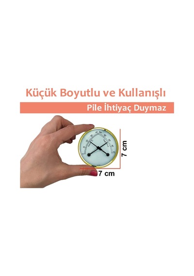 Mekanik Mini Oda Termometre Nem Ölçer, Beyaz