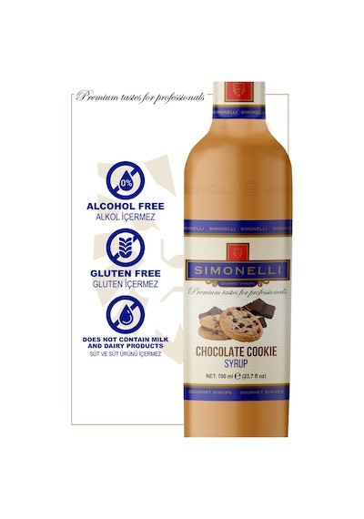 Simoenlli Kahve Şurubu Çikolatalı Kurabiye Aromalı 700 ML + Pompa Simonelli