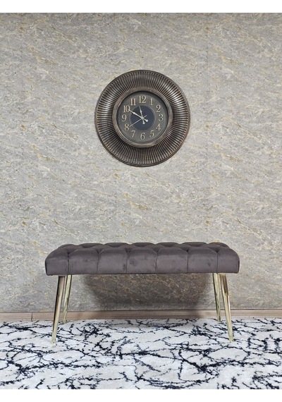 Zafir Gold Kaplama Sivriltme Ayaklı 90 Cm Puf Bench - Puf - Bench - Kasalı Oturak - Oturak - Yatak Ucu Puf Kahverengi