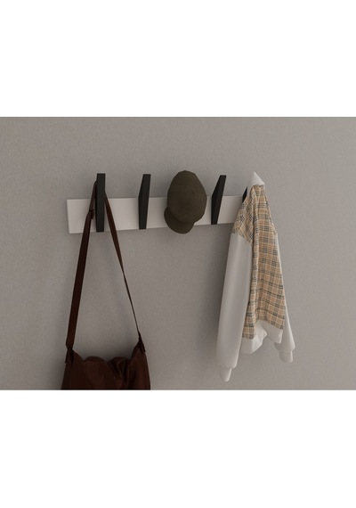 Hepsi3boyutlu Modern Duvar & Kapı Kanca Askılık - 5 Adet Siyah Kanca Askılık - Model No : 4 Siyah