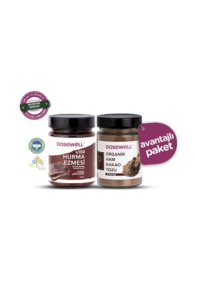Dosewell %100 Doğal Hurma Ezmesi 600 Gr Ve Organik Sertifikalı Ham Kakao Tozu 140 Gr 2'li Paket