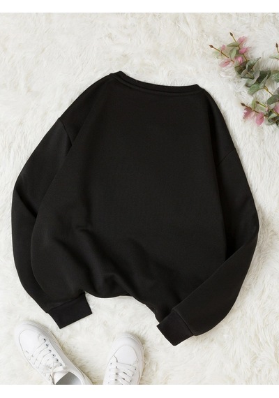 Startmore Siyah Unisex Kadın/erkek Özel Renkli Oversize Bisiklet Yaka Pamuklu