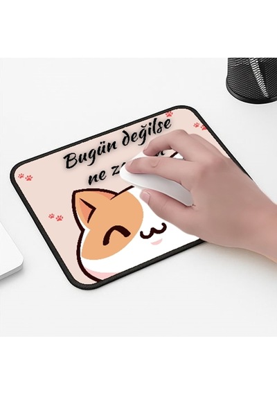 Ne Zaman Kedi Tasarımlı 33x28 Cm Mousepad Kaymaz Taban Rahat Konforlu Mouse Pad