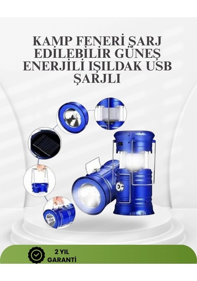 Güneş Enerjili Katlanabilir Kızaklı Kamp Feneri Usb Şarjlı, Çok Yönlü Ve Dayanıklı Tasarım