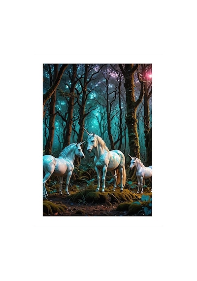Tek Boynuzlu Atlar Art Mdf Poster 35cm X50cm