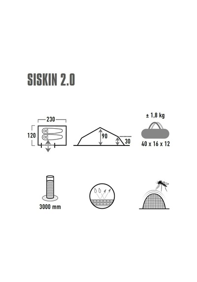 High Peak Siskin 2 Kişilik Kamp Çadırı Acı Kahverengi