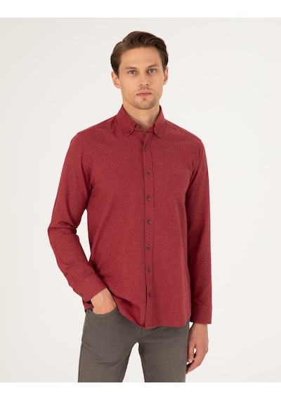 Pierre Cardin Erkek Vişne Gömlek Desenli 50292106-vr223 Vişne