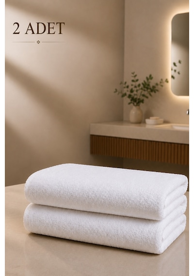 2 Adet Beyaz 50x85 Cm 200 Gram Bukle - Armür Otel El-yüz Havlusu Beyaz