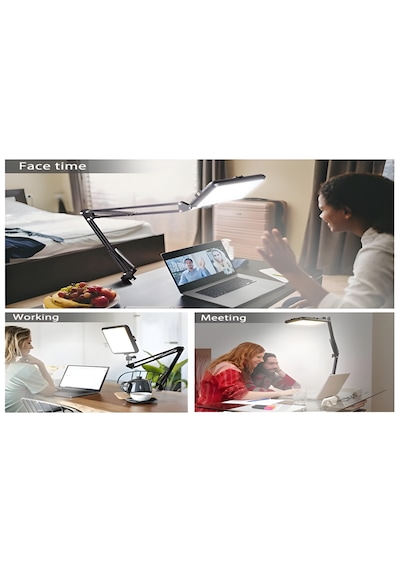 Smayling Masaüstü Led Panel Işık Ayarlanabilir Metal Kol 70 Cm , 3 Renk Modu, Kademesiz Dimmer, Video Konferans Yayın Çalışma Aydınlatma Lambası
