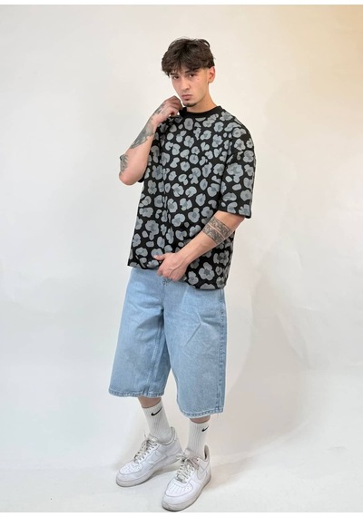 Zaee Urban Leopar Oversize Tişört Siyah