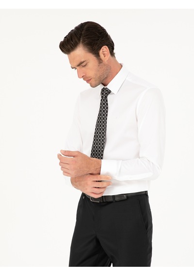 Cacharel Beyaz Slim Fit Pamuk Klasik Gömlek