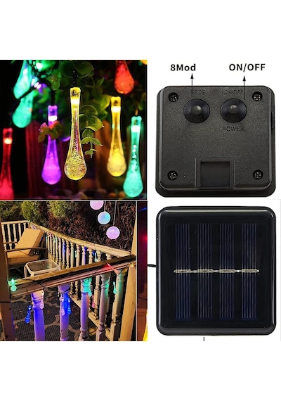 Exeo Su Damlası Solar Bahçe Parti Ledi 50 Led Lamba Aydınlatma