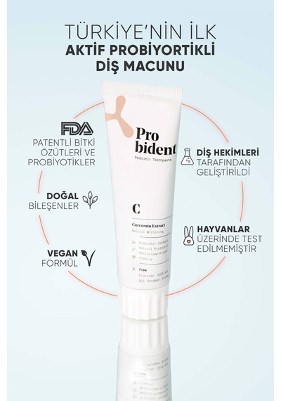 Aktif Probiyotik Doğal Florürsüz Diş Macunu Zerdeçal Özüt Ilaveli Doğal Beyazlık