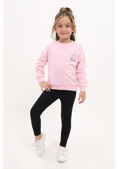 Toontoy Kids Toontoy Kız Çocuk 2'li Takım Baskılı Bisiklet Yaka Düşük Omuz Sweatshirt & Basic Düz Tayt Açık Pembe Toontoy Kids Toontoy Kız Çocuk 2'li Takım Baskılı Bisiklet Yaka Düşük Omuz Sweatshirt & Basic Düz Tayt Açık Pembe