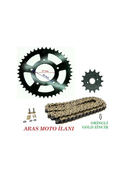 Cf Moto Sr 250 - Nk 250 Zincir Dişli Seti Oringli Gold Zincir - Supermoto