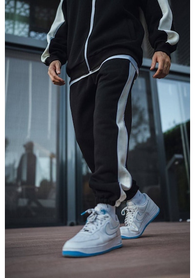 Lulikwear Fermuarlı Kapüşonlu Oversize Pamuklu Sweatshirt Takım Siyah