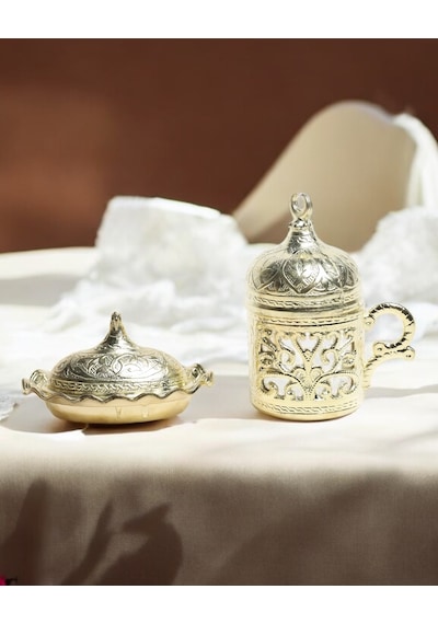 Nia Zamak Damat Kahve Fincanı Ve Lokumluk Gold Gold