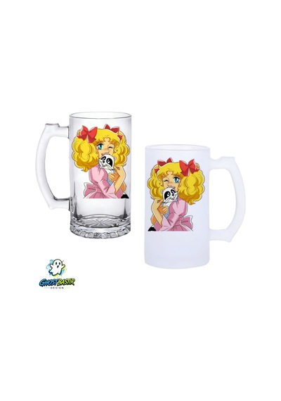Şeker Kız Candy Kulplu Bira Bardağı Buzlu Veya Şeffaf Seçenekli 0355