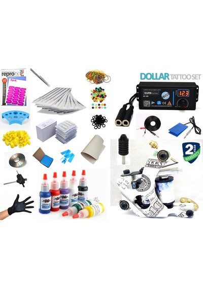 Xl-499 Dollar Dijital Adaptörülü Tattoo Dövme Makinası Seti Profe