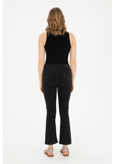 U.S. Polo Assn. Kadın Siyah Skinny Flare Cropped Fit Jean Pantolon 50282739-DN0027