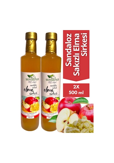 Sandaloz Sakızlı Elma Sirkesi 500 Ml 2'li Paket - Organik Doğal Fermantasyon