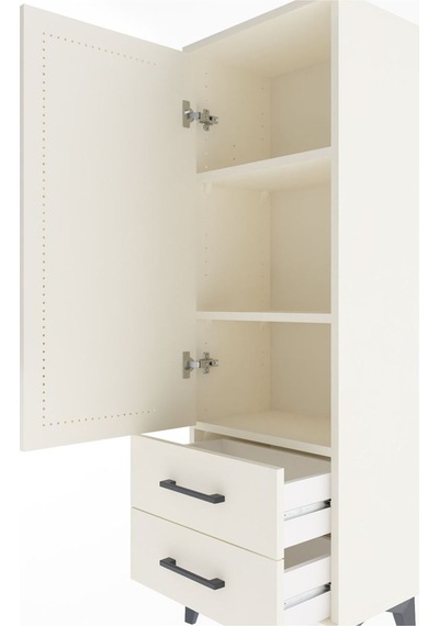 Arges Dolap 3 Raflı 2 Çekmeceli Tek Kapaklı 44x30x134 Aytaşı-... Aytaşı