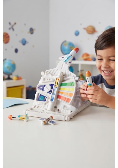 Clemento-ni Lisanslı Minik Astronot Roketli Ve Rampalı 15 Parça Uzay Çıkartmalı Eğitici Oyuncak Set