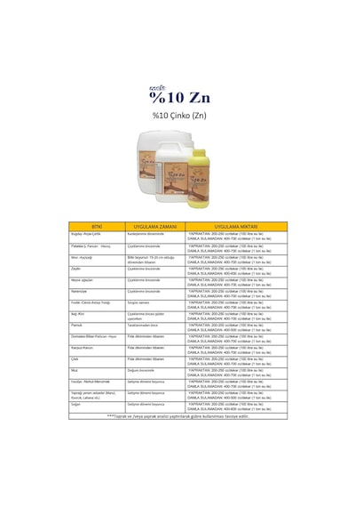 Meb %10 Zn Çinko-Sülfat Içerikli Sıvı Gübre-1 Litre