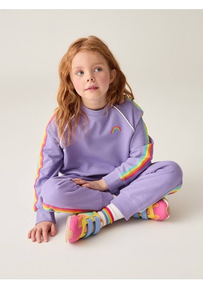 Noble Kids Kız Çocuk Gökkuşağı Nakışlı Eşofman Takım Lila