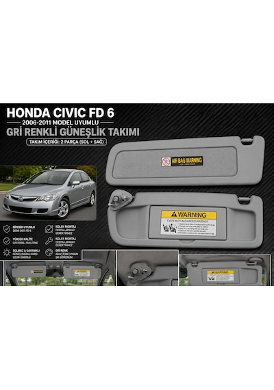 Honda Civic Fd6 2006-2011 Uyumlu Gri Güneşlik Takımı Sağ + Sol 0