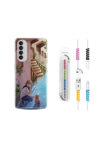 Oppo Reno 4 Pro Kılıf Kablo Koruyuculu Cat And Girl 1808