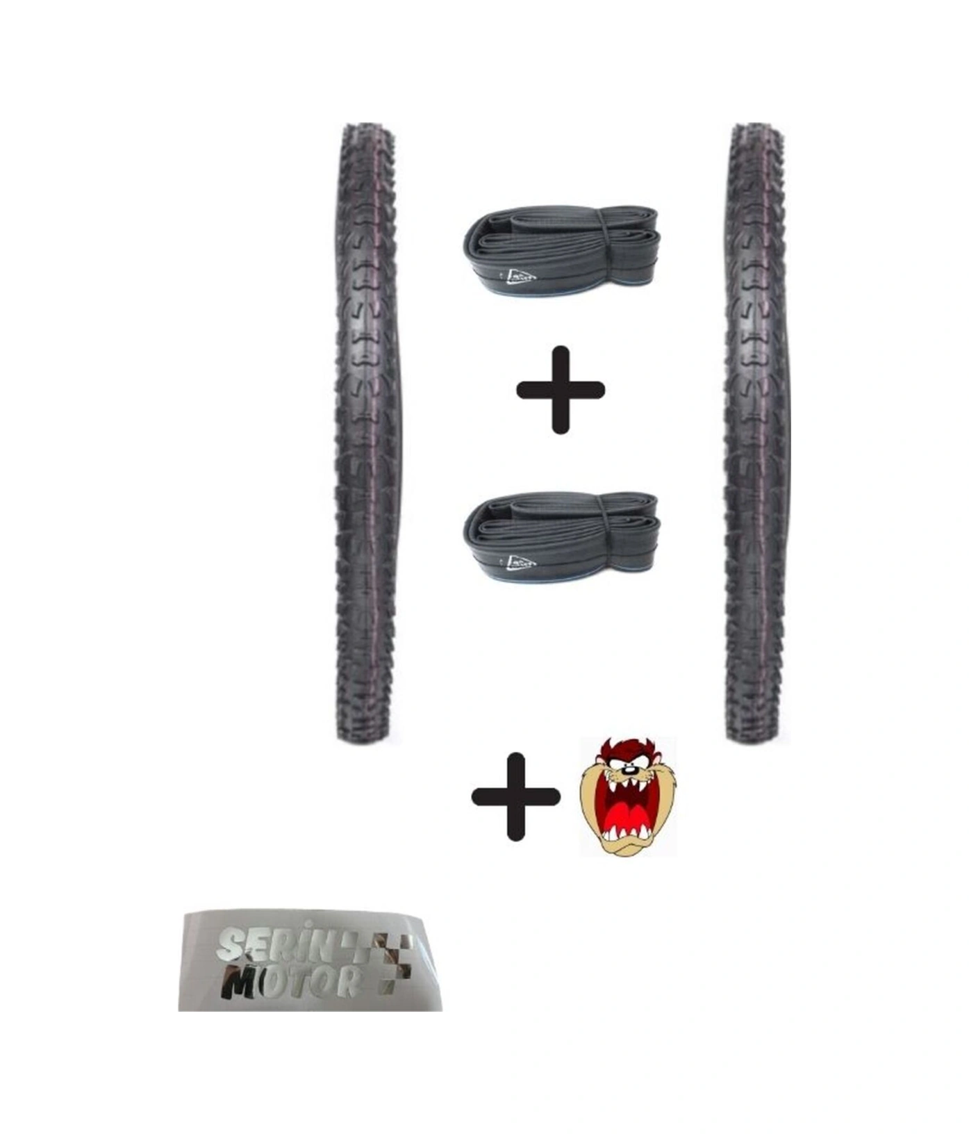 Bisiklet 24 İç Dış Lastik Seti Ön Arka Takım- Dış 24x1,95 - İç 24x1.75-2.125 Hedye Tzmanya Sticker